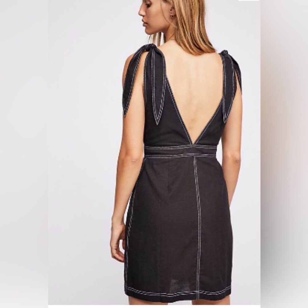 Free People Black Mini Dress with Button Detail - Picture 3 of 6